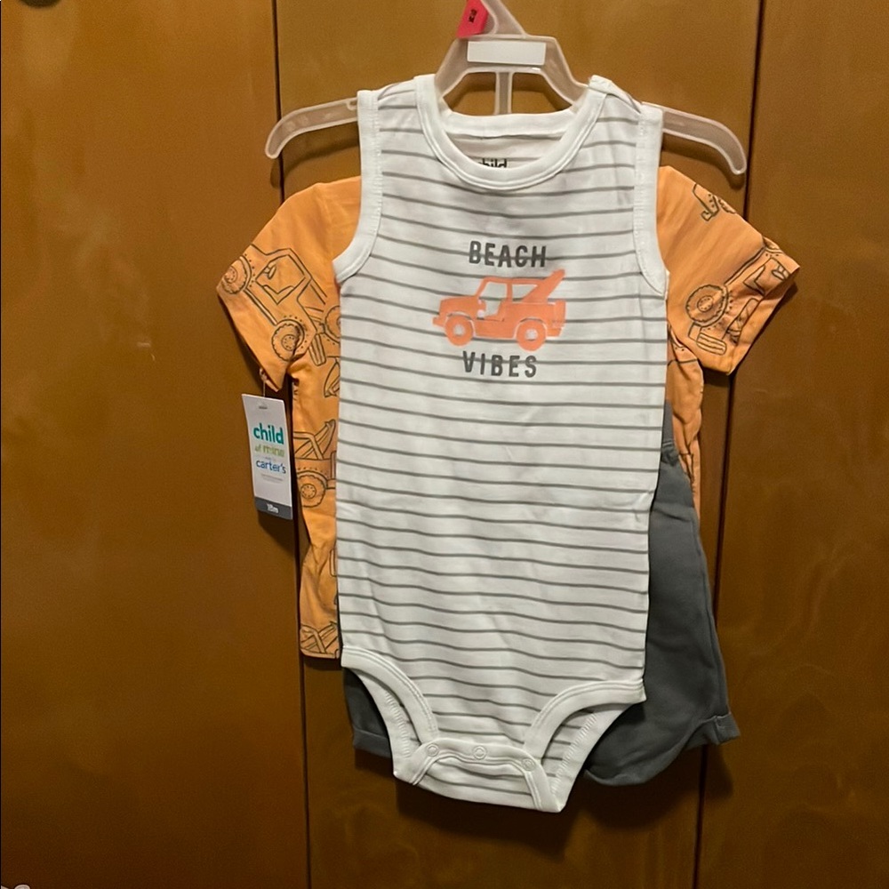 Carter's White and Orange Bodysuits One Piece